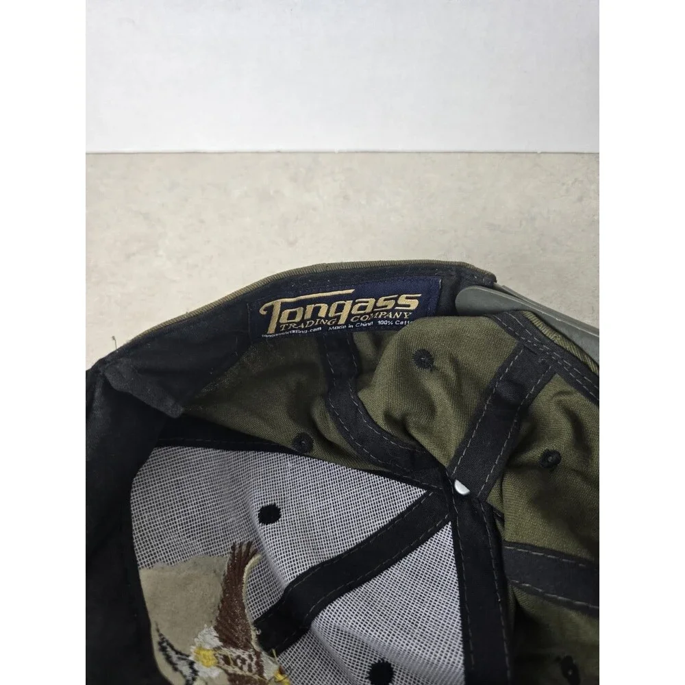 Vintage Alaska Snapback Hat Olive Green Black Embroidered Eagle Military Trucker